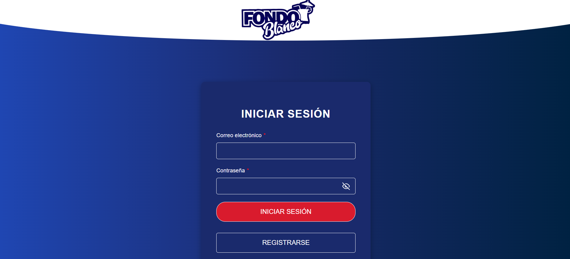 Captura de pantalla de la interfaz de inicio de sesión.