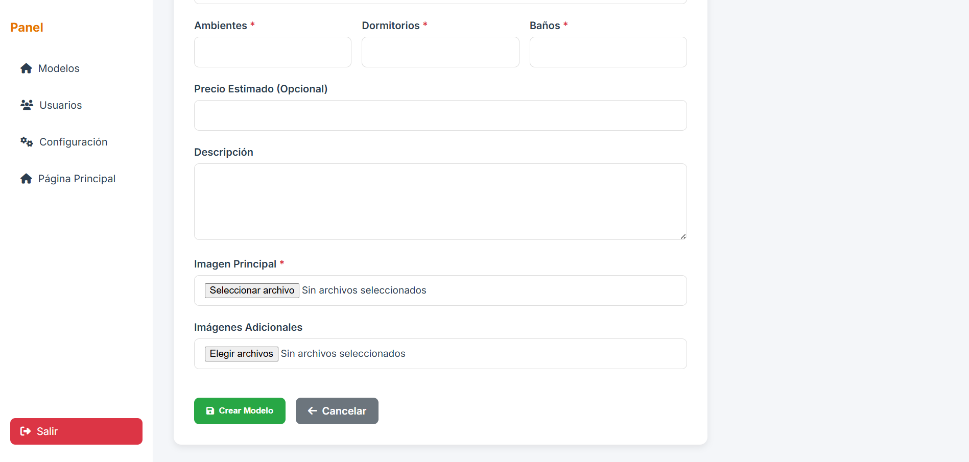 Captura de pantalla de la sección de carga de publicación