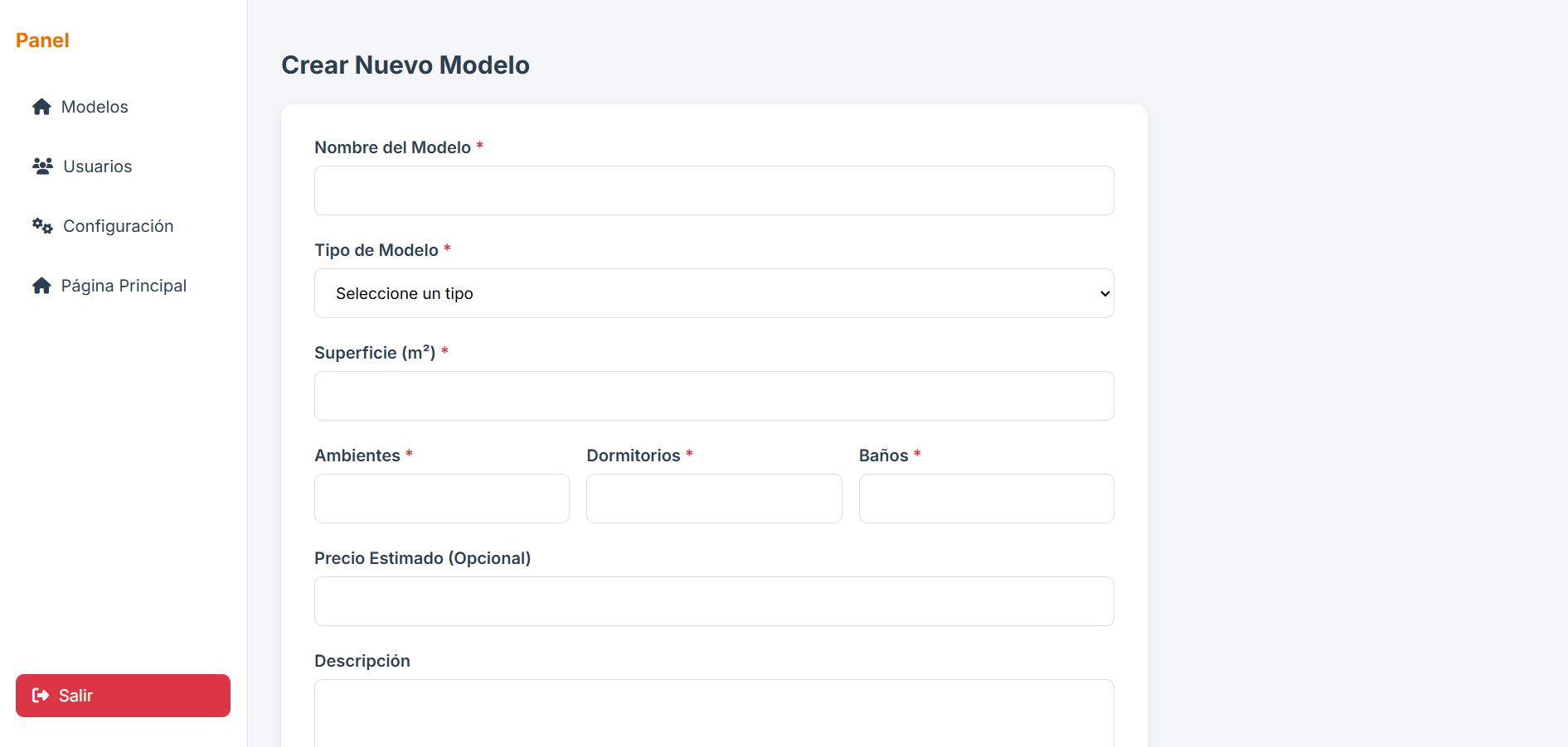 Captura de pantalla de la sección de carga de publicación