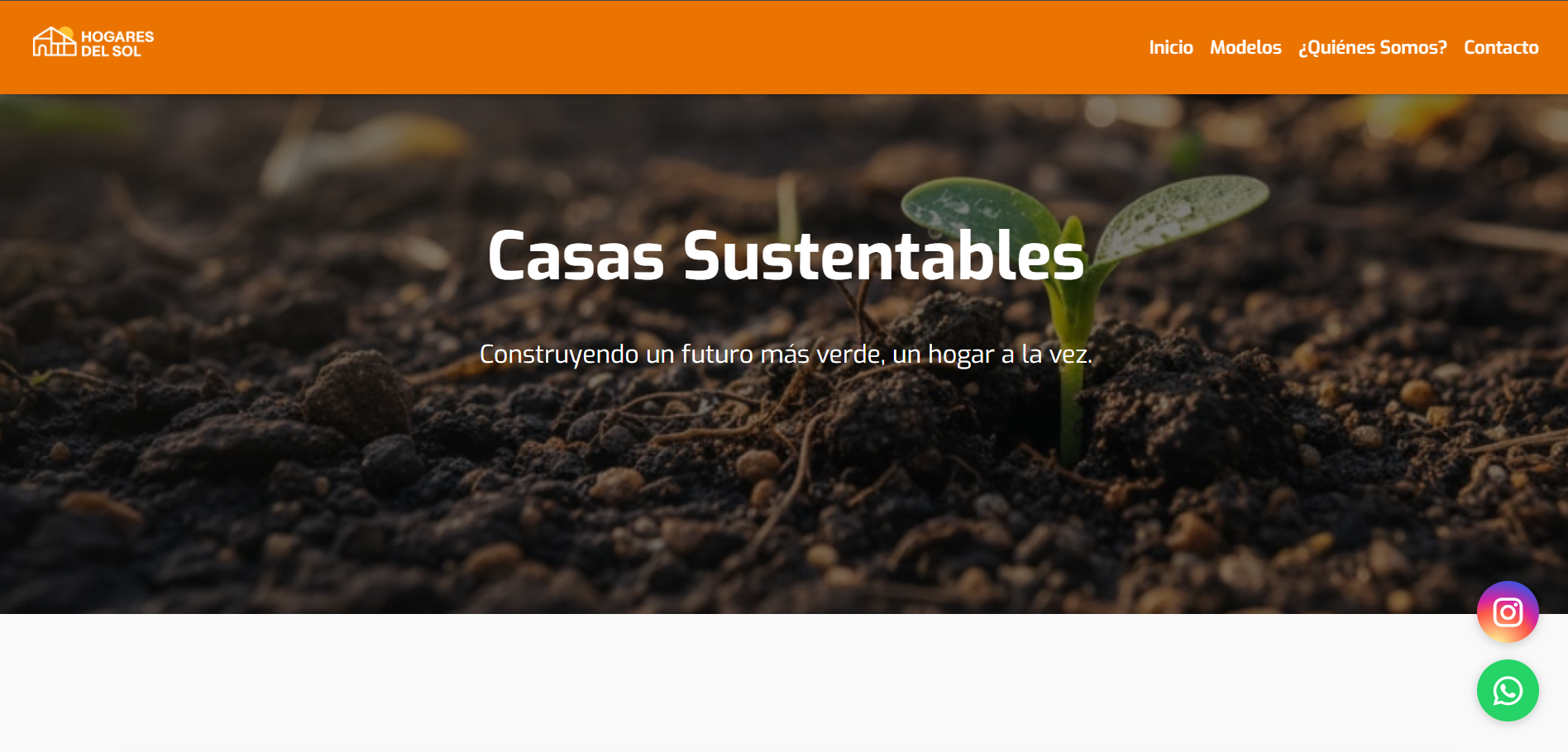 Captura de pantalla de la sección de casas sustentables