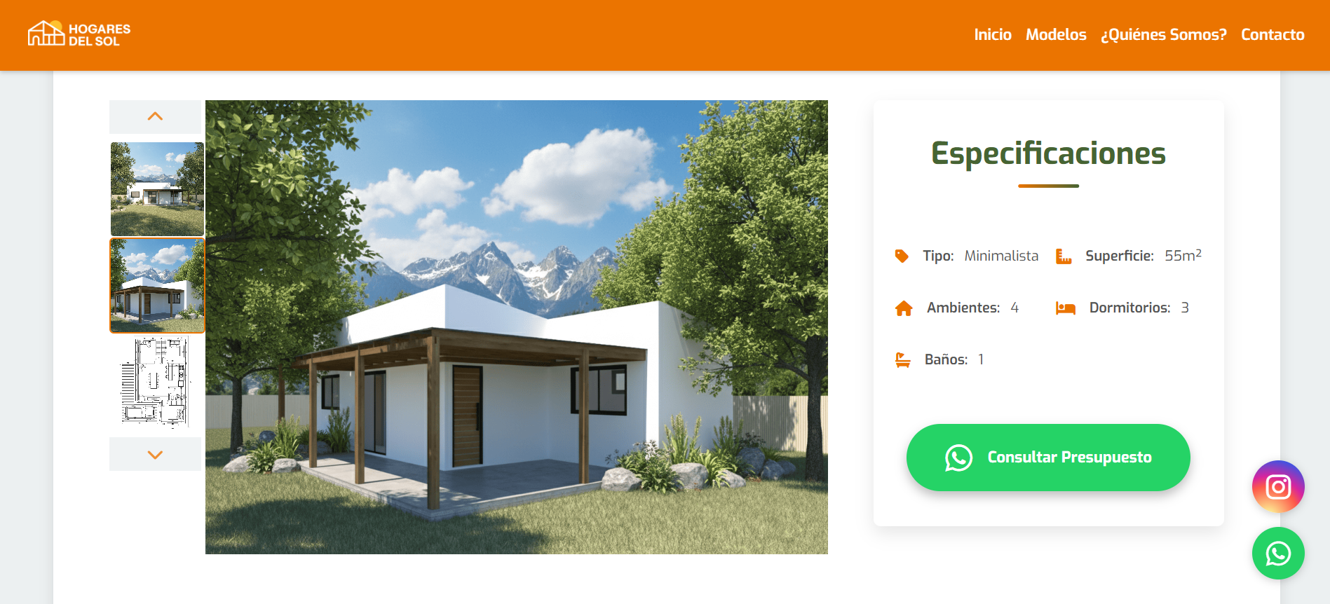 Captura de pantalla de un modelo en detalle.