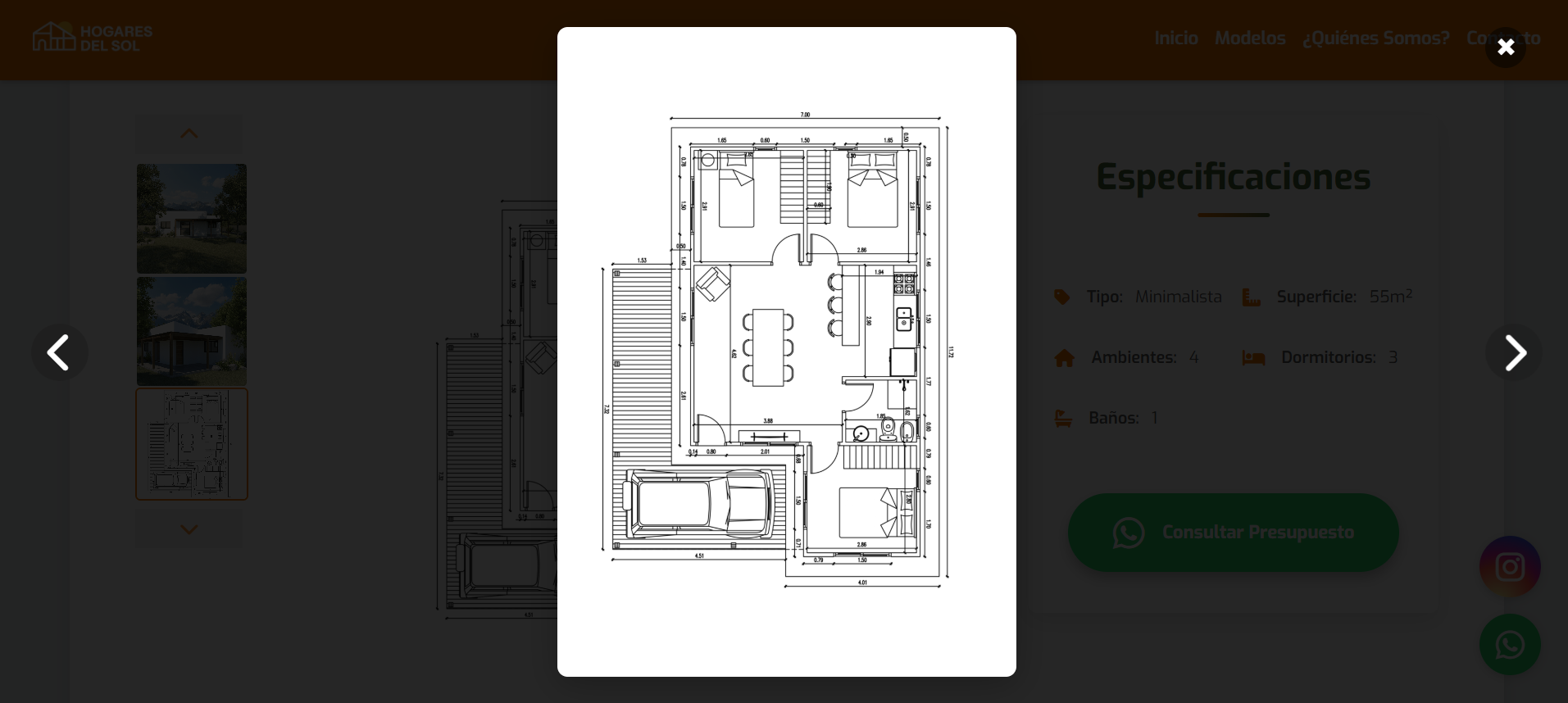Captura de pantalla de un modelo en detalle.