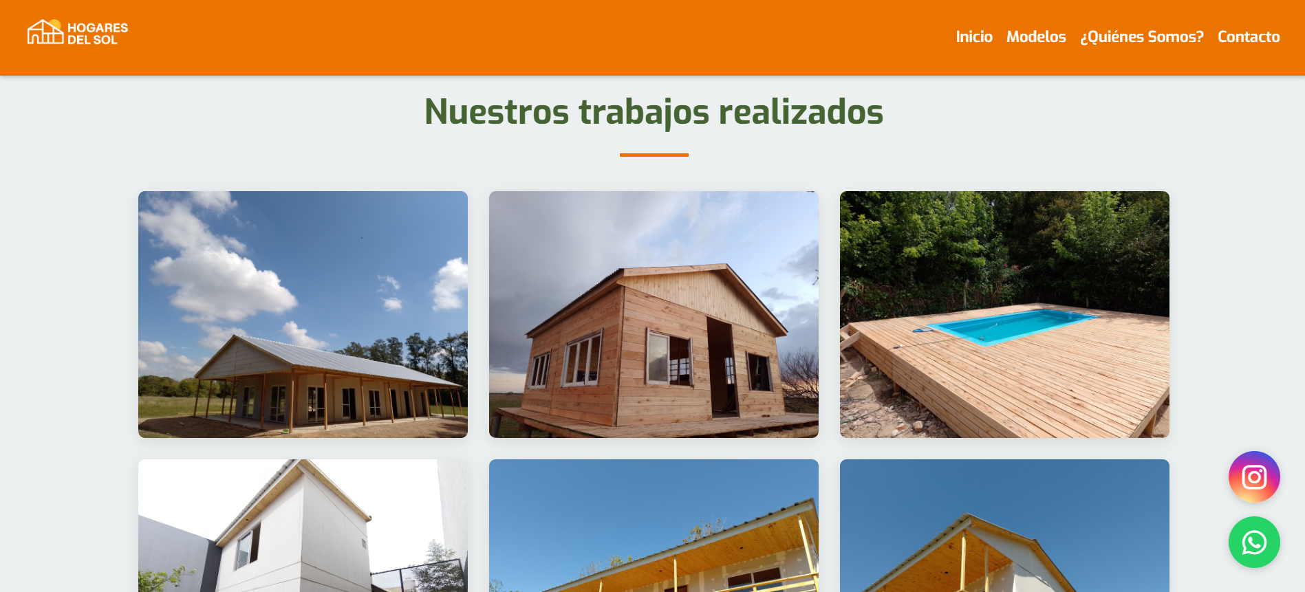 Captura de pantalla de la sección de obras realizadas.