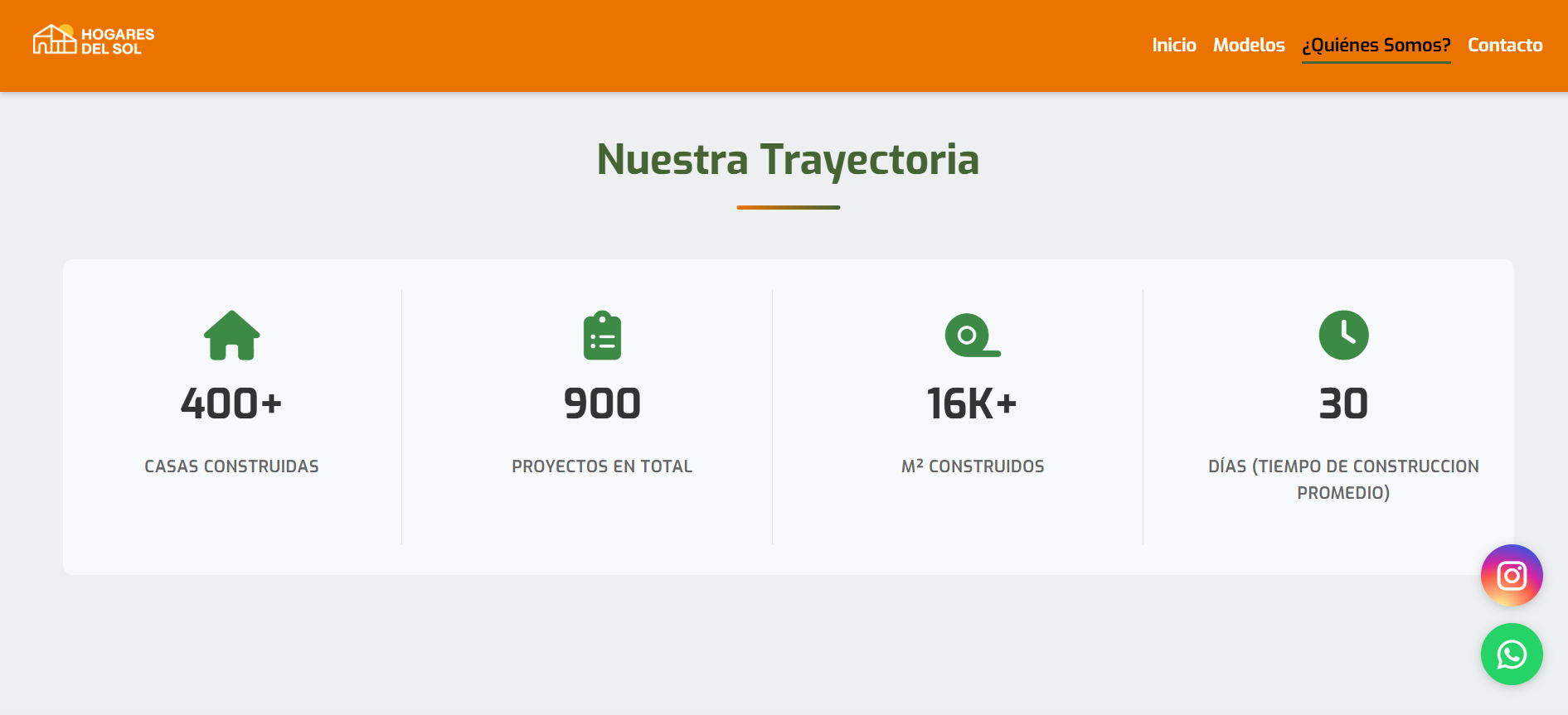 Captura de pantalla de la sección quienes somos.