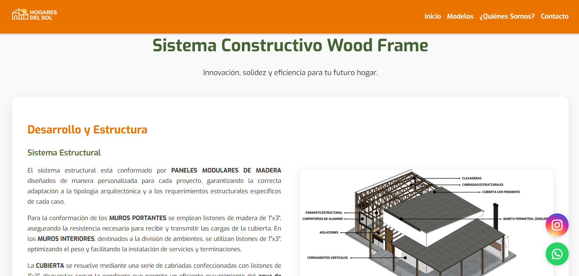 Captura de pantalla de la sección de sistema constructivo.