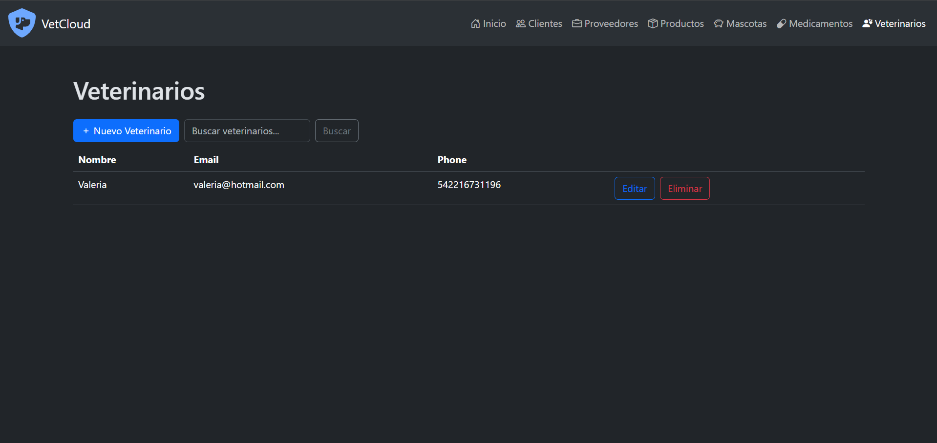 Captura de pantalla de veterinarios.